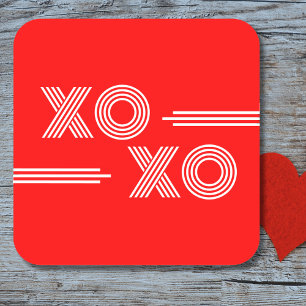Modern Neon Red and White XOXO Valentine Square Sticker