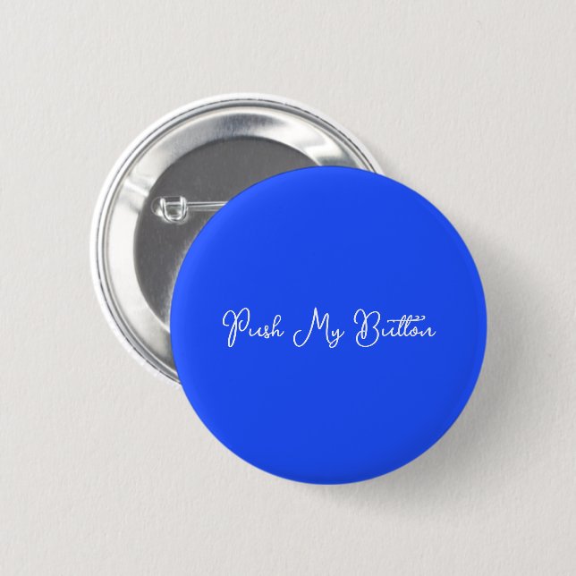 Modern Neon Solid Blue Customizable Round 2 Inch Round Button (Front & Back)