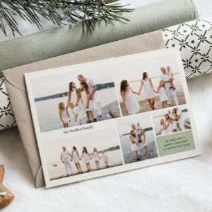 Modern Neutral 5 Photo Elegant Double Sided Holiday Card