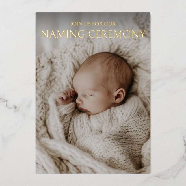 Modern Neutral Baby Naming Ceremony Photo Gold (Front)