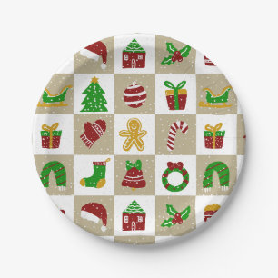 Modern Neutral Beige Christmas Snow  Paper Plate