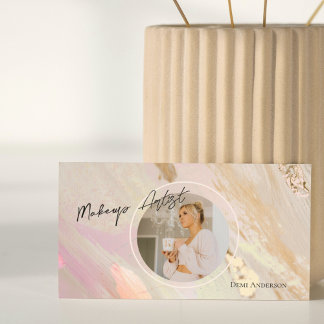 Modern Neutral Blush | Makeup Artist Business Card