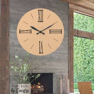 Modern Neutral Blush with Roman Numerals Large Clock