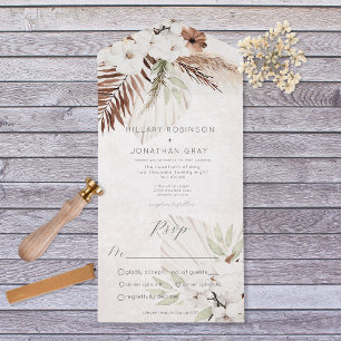 Modern Neutral Boho Floral Dinner All In One Invitation
