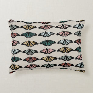 Modern Neutral Butterflies Garden Pattern Accent Pillow
