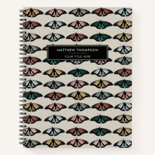 Modern Neutral Butterflies Garden Pattern Notebook