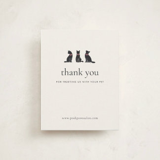 Modern Neutral Cat Grooming Business Insert |  Thank You Card