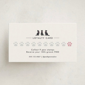 Modern Neutral Cat Grooming Loyalty Card