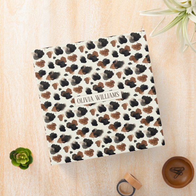 Modern Neutral Chocolate Cow Print Aesthetic Binder (In Situ)