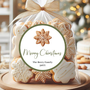 Modern Neutral Christmas Family Name Sticker Label