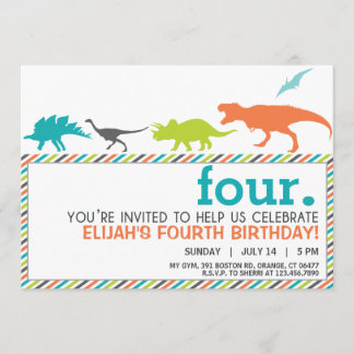 Modern Neutral Dinosaur Silhouette Birthday Invite