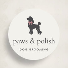 Modern Neutral Dog Groomer Logo Classic Round