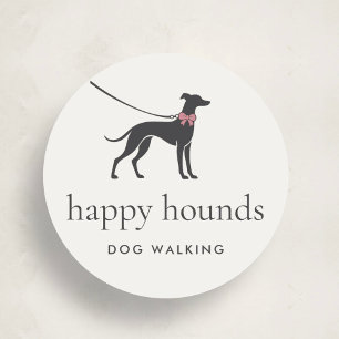 Modern Neutral Dog Walker Logo Classic Round Sticker