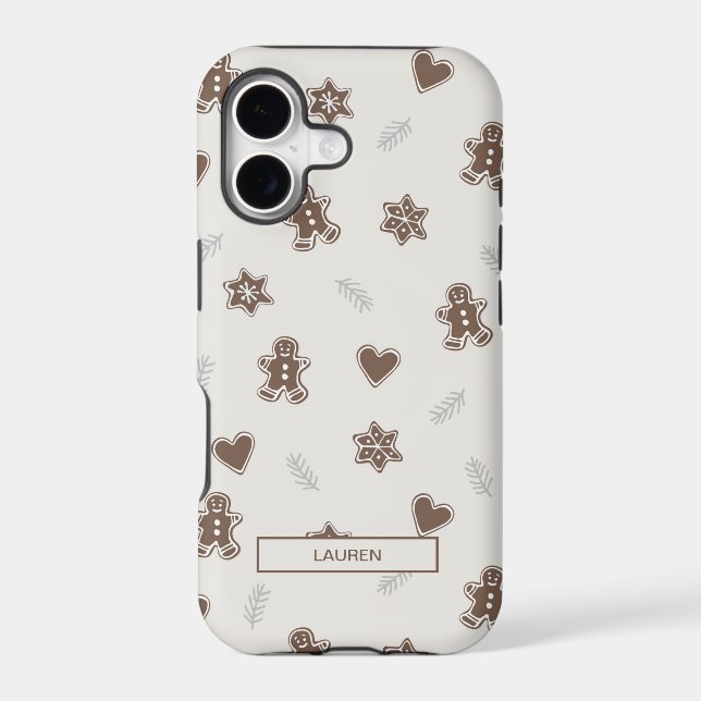Modern Neutral Gingerbread Christmas Name Pattern (Back)