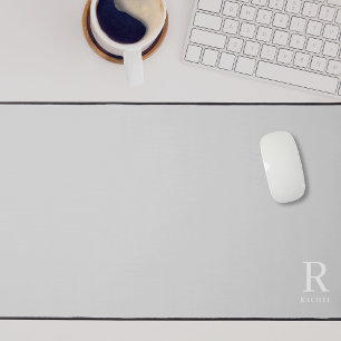 Modern Neutral Grey Custom Initial Monogram Desk Mat