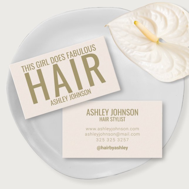 Modern neutral hair stylist typography  business card (Creator Uploaded)