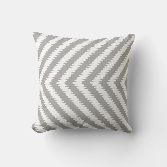 Modern Neutral Light Grey & White Zigzag Arrows Throw Pillow (Front)