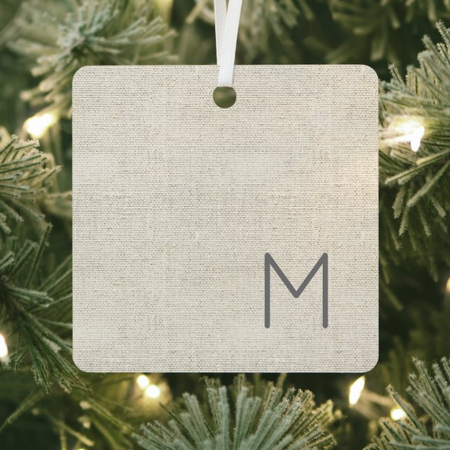 Modern Neutral Masculine INITIAL, FULL NAME Metal Ornament (Insitu)