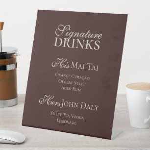 Modern Neutral Minimalist Wedding Signature Drinks Pedestal Sign