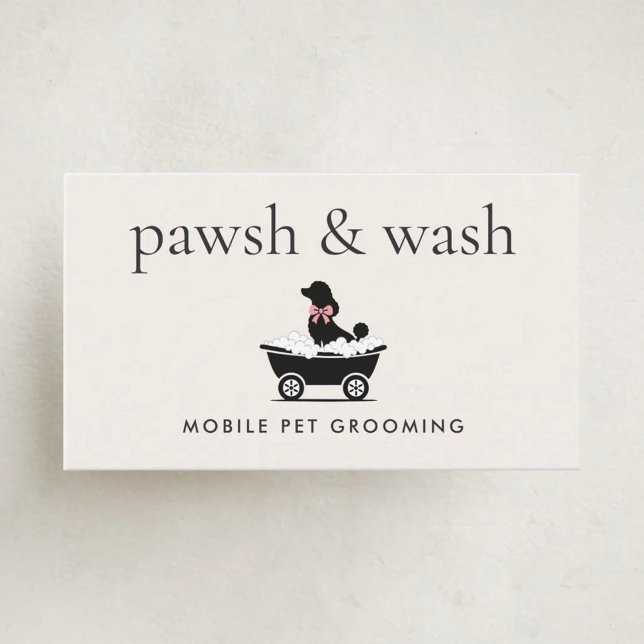 Modern Neutral Mobile Dog Groomer Business Card (Creator Uploaded)