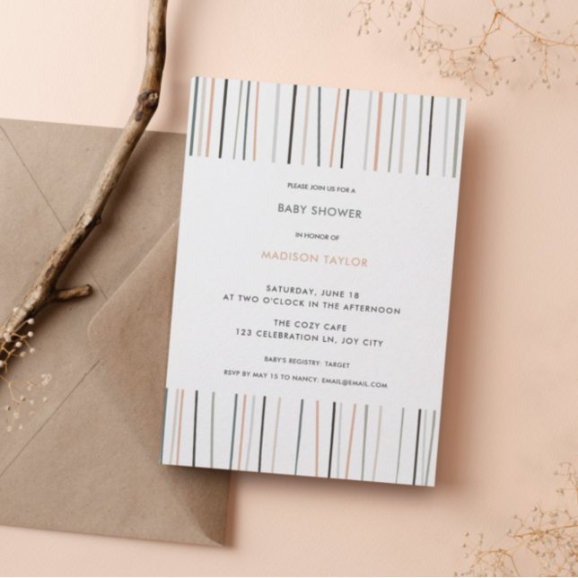 Modern Neutral Pastel Stripes Baby Shower  Invitation (Creator Uploaded)