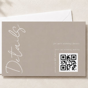 Modern Neutral QR code Wedding Details Enclosure Card