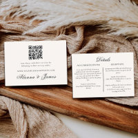 Modern Neutral QR Code Wedding Details & RSVP