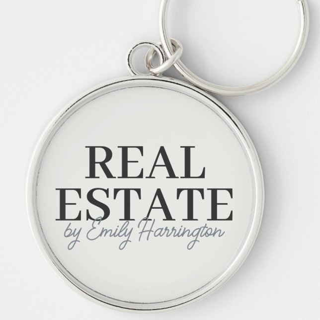 Modern Neutral Real Estate Agent Keychain (Front)