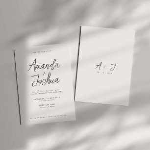 Modern Neutral Script Wedding Invitation
