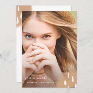 Modern Neutral Splashes One Photo Graduation Party Invitation