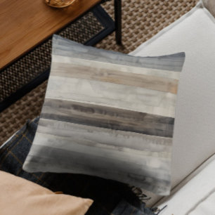 Modern Neutral Stripe Beige Taupe Grey Throw Pillow