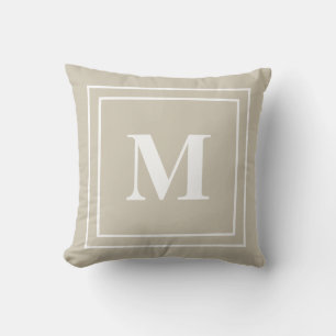 Modern Neutral Tan Monogram Throw Pillow
