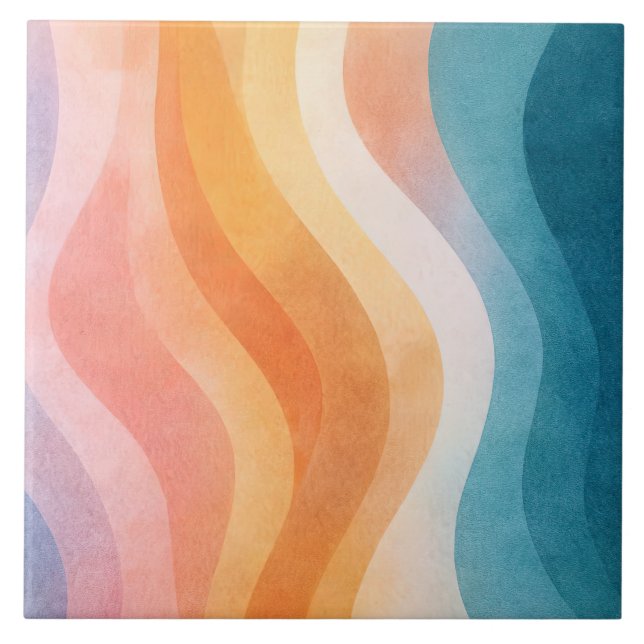 Modern Neutral Wave • Minimalist Deco • Trendy Tile (Front)