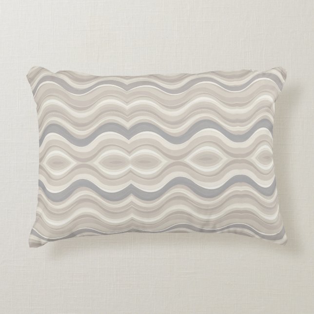 Modern Neutral Wavy Abstract Pattern Accent Pillow (Front)