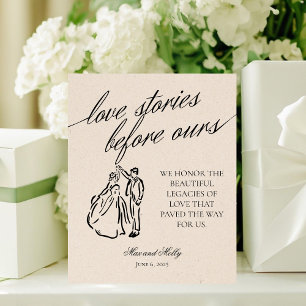 Modern Neutral Wedding Family Generation Heritage Pedestal Sign