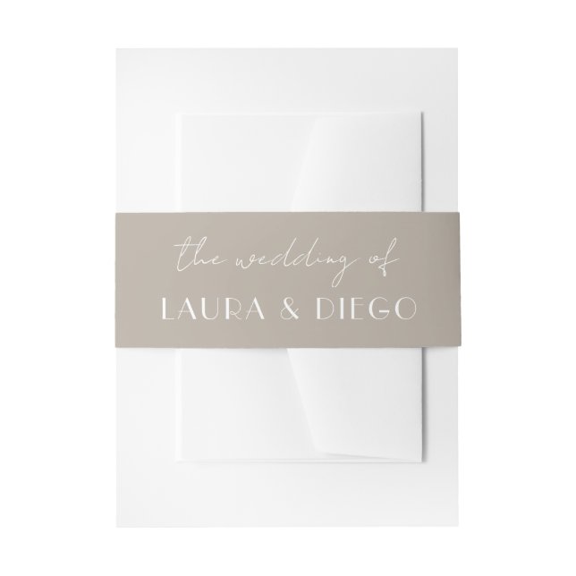 Modern Neutral Wedding Invitation Invitation Belly Band (Front Example)