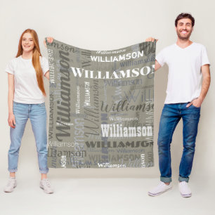 Modern Neutrals Extra Long Name Repeating Pattern Fleece Blanket