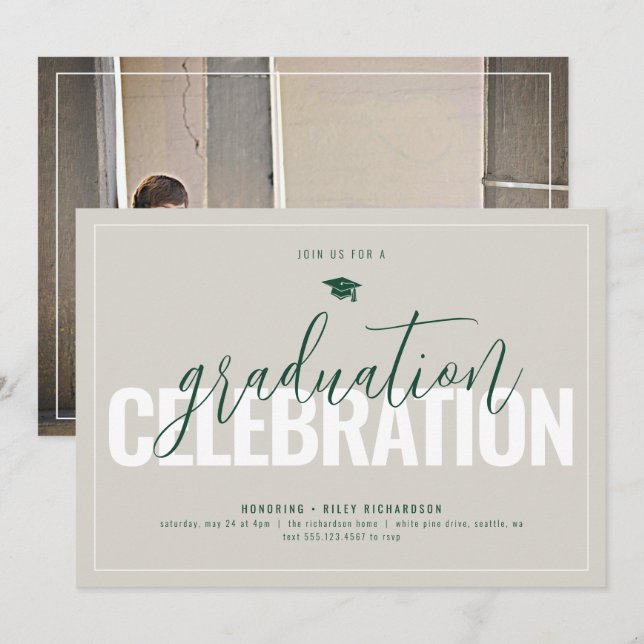 Modern Neutrals Photo Graduation Invitation (Front/Back)