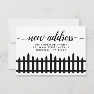 Modern New Address Script Home Picket Fence Moving Announcement
