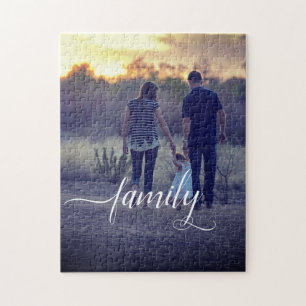 Modern New Baby Family Photo Jigsaw Puzzle