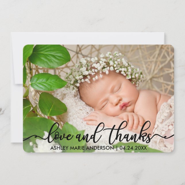 Modern New Baby Love and Thanks Card R (Front)