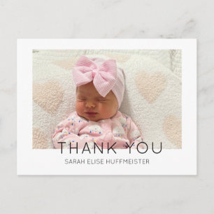 Modern New Baby Thank You Photo Postcard