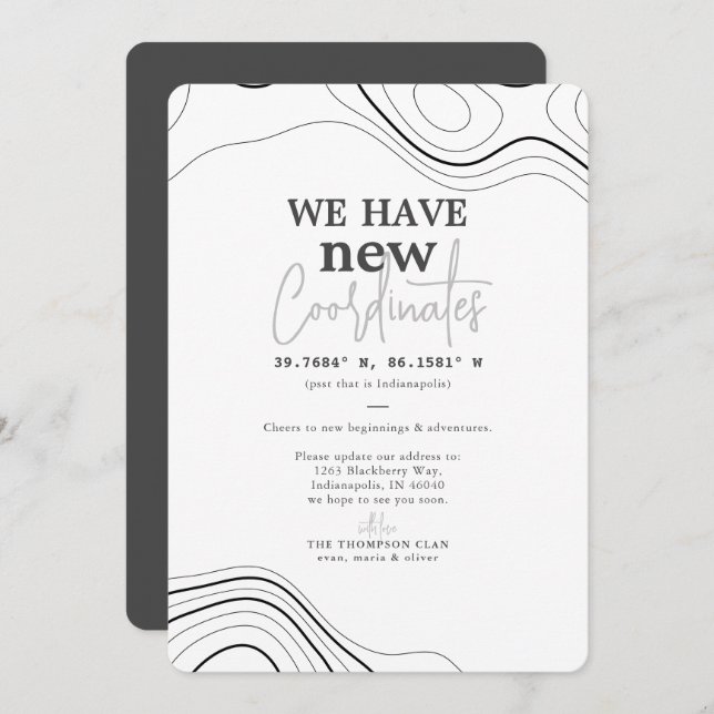 Modern New Coordinates Grey Moving Announcement (Front/Back)