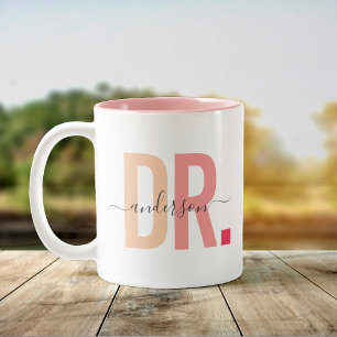 Modern New Doctor PhD Custom Name Appreciation Two-Tone Coffee Mug