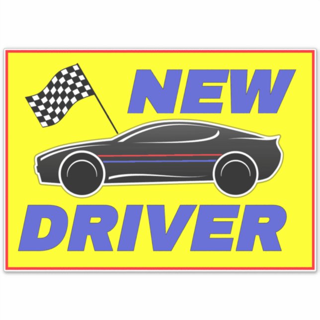 Modern New Driver Sign For Cars - Driving School (Front)