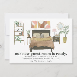 Modern New Guest Room Ready Bedroom Moved Moving Announcement