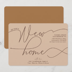 Modern New Home Calligraphy Taupe Moving Announcement