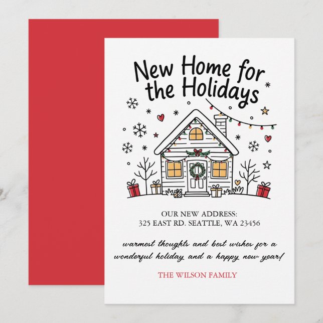 Modern New Home for the Holidays Moving Holiday Card (Front/Back)
