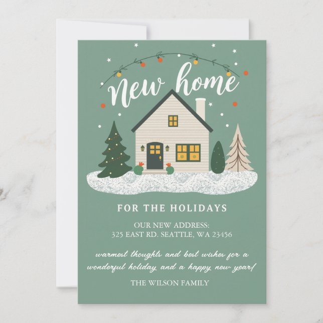 Modern New Home for the Holidays Moving Holiday Card (Front)