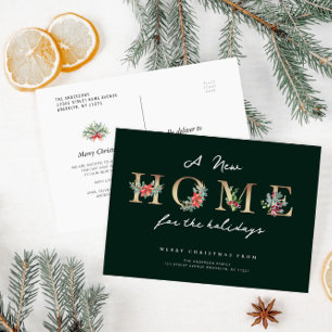 modern new home holiday moving announcement postcard
